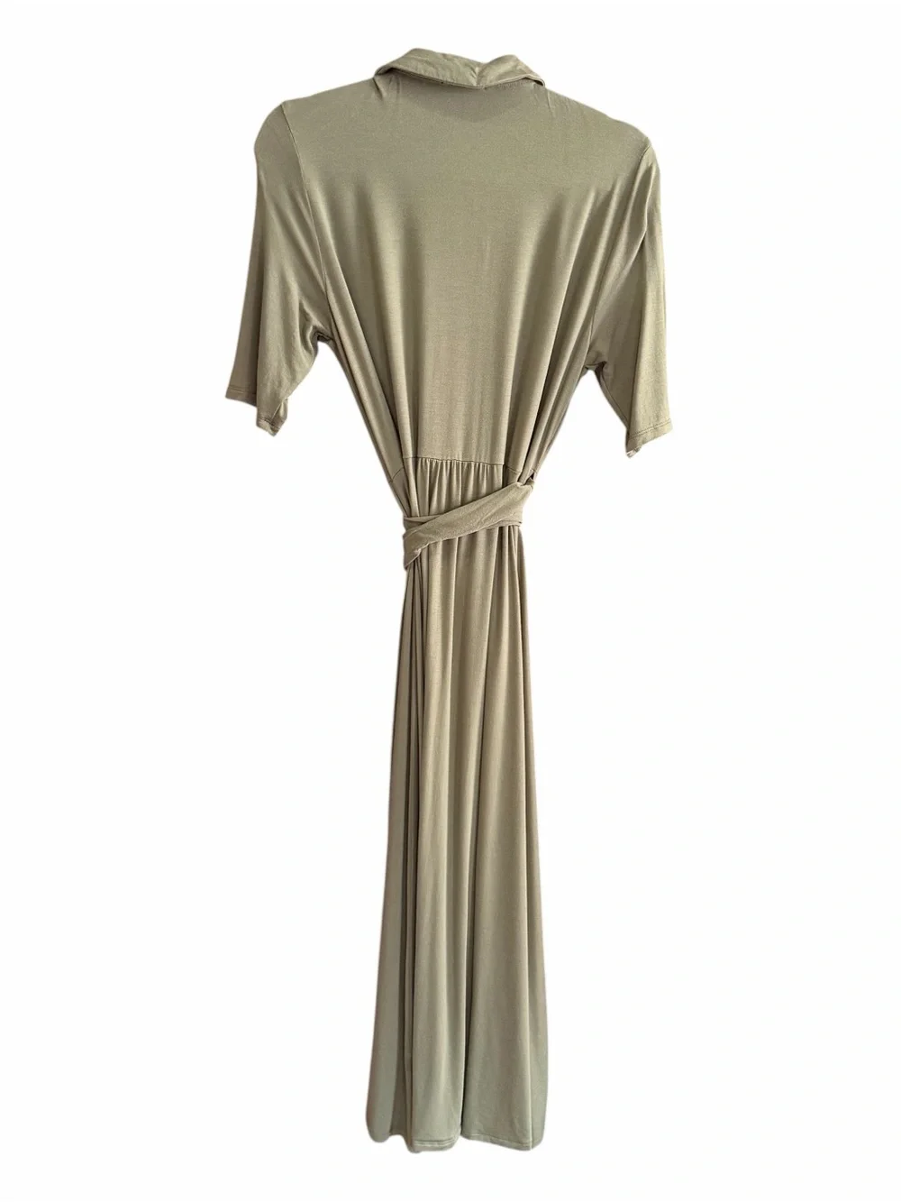 QUINCE Tencel Jersey Midi Wrap Dress Sage Green L - Picture 6 of 10